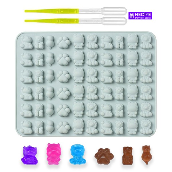 Epoksi Sugarcraft Şekerleme Jelibon Mini Hayvanlar Silikon Kalıbı - Damlalık Esans Hediyeli GT1585