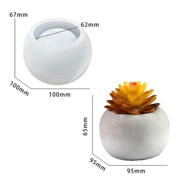 Epoksi Yuvarlak Beton Saksı ve Mumluk Silikon Kalıbı 9.5x6.5cm