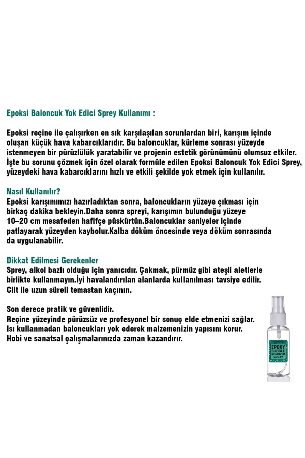Epoksi Baloncuk Yok Edici Baloncuk Giderici Sprey 100ML