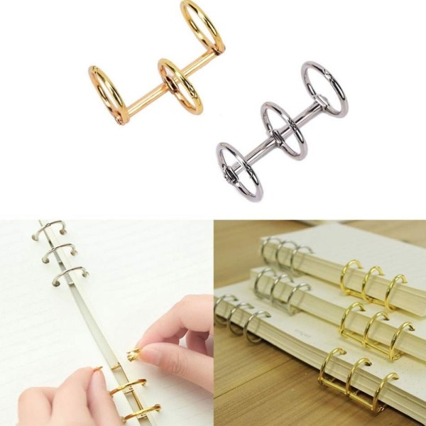Epoksi Defter Kapağı Bağlantı Aparatı Defter Bağlama Metal Halka - Gold 2 Adet