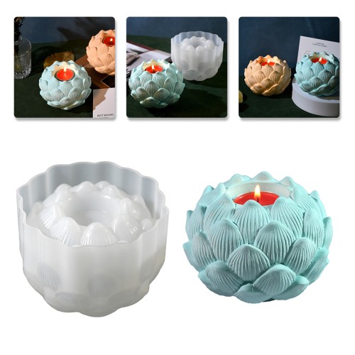 Epoksi Lotus Çiçek Kalıbı Lotus Çiçeği Mumluk Kalıbı Taş Tozu Kalıbı Silikon