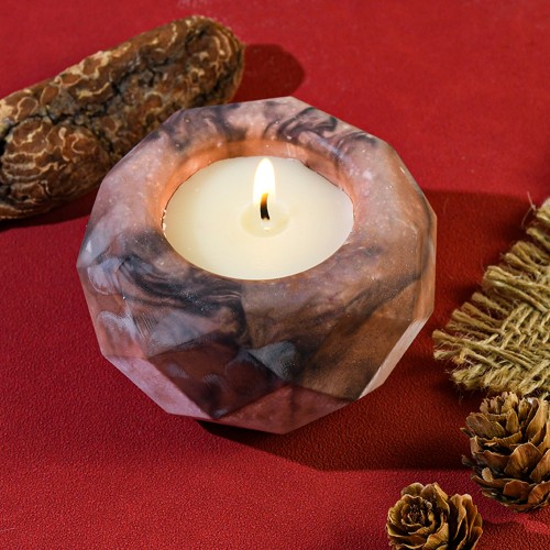 Epoksi Kristal Desenli Mumluk Kalıbı Taş Tozu Mumluk Kalıbı Beton Mumluk Kalıbı Silikon 8.3x5.2cm