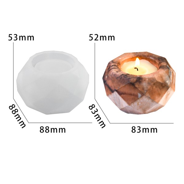 Epoksi Kristal Desenli Mumluk Kalıbı Taş Tozu Mumluk Kalıbı Beton Mumluk Kalıbı Silikon 8.3x5.2cm
