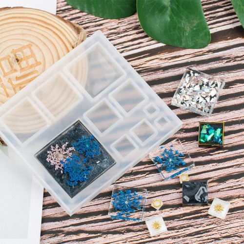 Epoksi Çoklu Kare Kalıbı Küpe Kare Kalıbı Kolye Kare Kalıbı Silikon