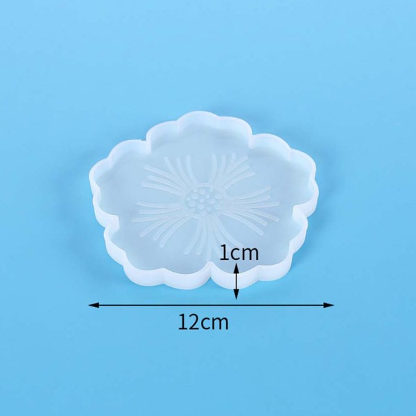 Epoksi Bardak Altlığı Kalıbı Çiçek Desenli Bardak Altı Kalıbı Silikon 12x12cm GT9212