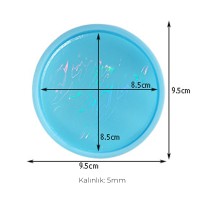 Epoksi Yuvarkak Bardak Altlığı Desenli Bardak Altı Hologram Kalıbı Silikon 8.5x8.5cm GT9481