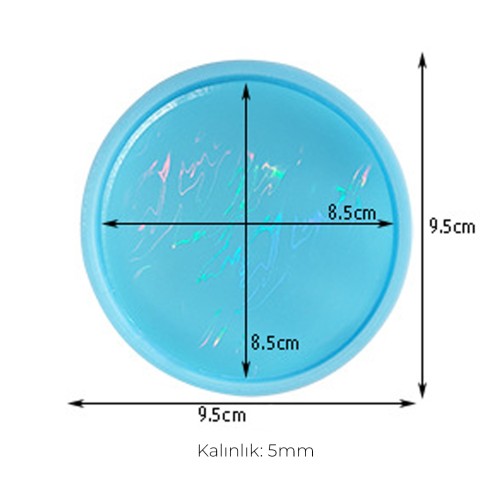 Epoksi Yuvarkak Bardak Altlığı Desenli Bardak Altı Hologram Kalıbı Silikon 8.5x8.5cm GT9481