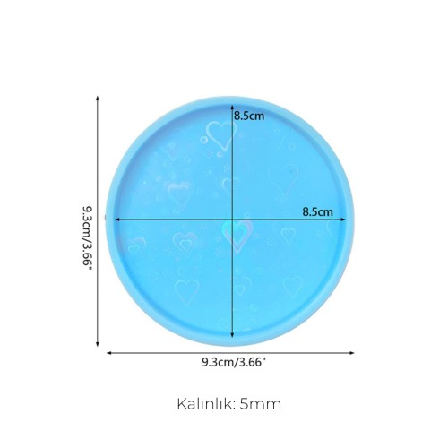 Epoksi Yuvarkak Bardak Altlığı Desenli Bardak Altı Hologram Kalıbı Silikon 8.5x8.5cm GT9488