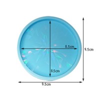 Epoksi Yuvarkak Bardak Altlığı Desenli Bardak Altı Hologram Kalıbı Silikon 8.5x8.5cm GT9487