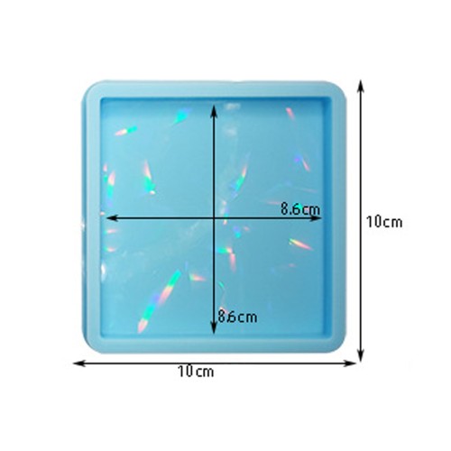 Epoksi Kare Bardak Altlığı Desenli Bardak Altı Hologram Kalıbı Silikon 8.5x8.5cm GT9484