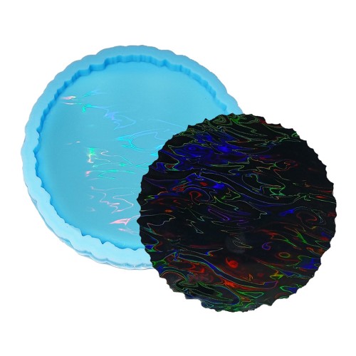 Epoksi Dalgalı Bardak Altlığı Desenli Bardak Altı Hologram Kalıbı Silikon 8.5x8.5cm GT9477