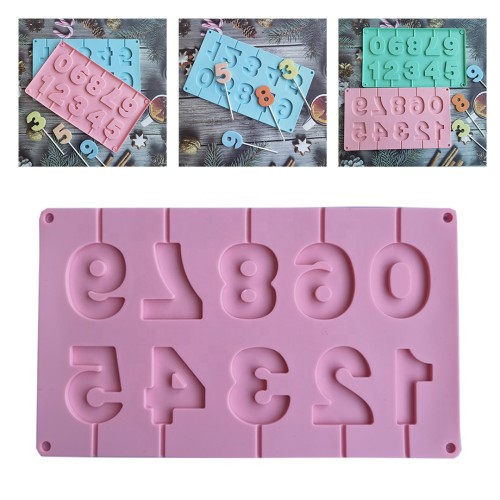 Pasta Rakam Kalıbı Silikon Çubuklu Rakam Kalıbı Çikolata Rakam Kalıbı Silikon 5x4cm GT072