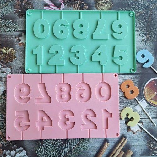 Pasta Rakam Kalıbı Silikon Çubuklu Rakam Kalıbı Çikolata Rakam Kalıbı Silikon 5x4cm GT072
