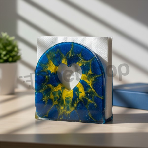 Epoksi Peçetelik Kalıbı Oval Kalp Desenli Peçetelik Kalıbı Silikon 9.5x9.5cm