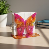 Epoksi Peçetelik Kalıbı Kelebek Desenli Peçetelik Kalıbı Silikon 9x9cm