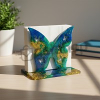 Epoksi Peçetelik Kalıbı Kelebek Desenli Peçetelik Kalıbı Silikon 9x9cm