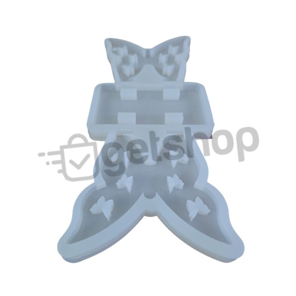 Epoksi Peçetelik Kalıbı Kelebek Desenli Peçetelik Kalıbı Silikon 9x9cm
