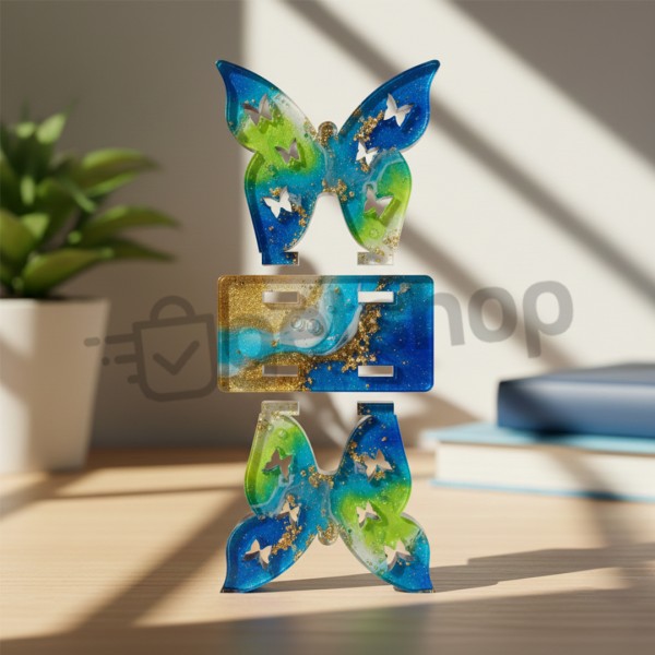 Epoksi Peçetelik Kalıbı Kelebek Desenli Peçetelik Kalıbı Silikon 9x9cm