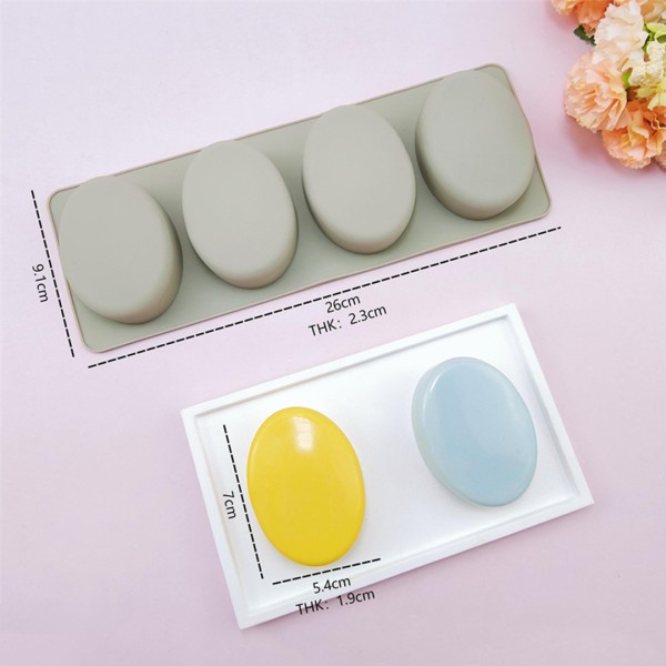 Sabun Kalıbı Oval Sabun Kalıbı Çoklu Oval Sabun Kalıbı Silikon 7.5.4cm GT793