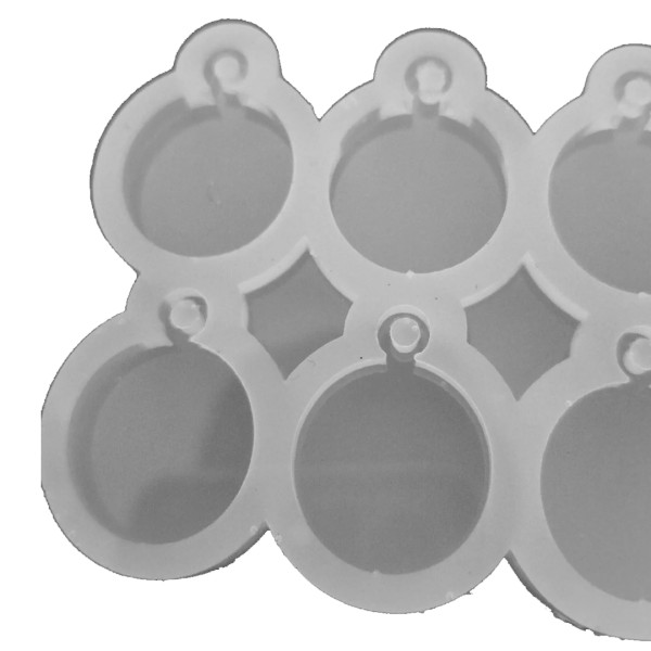 Epoksi Yuvarlak Daire  Kulplu Kolye Silikon Kalıbı 2x2x0.3cm EM256