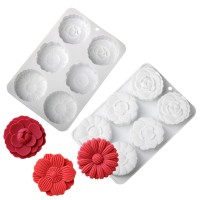 Papatya Mum Kalıbı Gül Mum Kalıbı Şakayık Mum Kalıbı Çiçek Çikolata Kalıbı Silikon 6.4x2cm