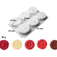 Papatya Mum Kalıbı Gül Mum Kalıbı Şakayık Mum Kalıbı Çiçek Çikolata Kalıbı Silikon 6.4x2cm