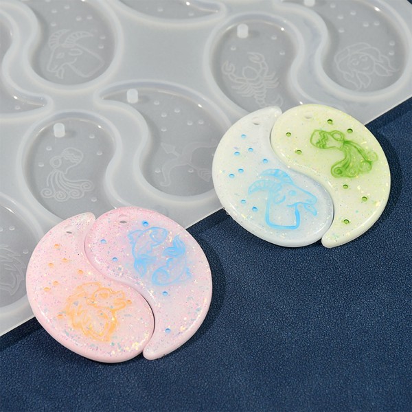 Epoksi Ying Yang Kalıbı Burç Kalıbı Ying Yang Anahtarlık Kalıbı Silikon GT9676