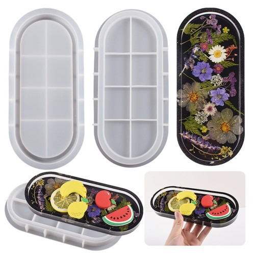 Epoksi Oval Tabak Kalıbı Taş Tozu Tabak Kalıbı Alçı Tabak Kalıbı Silikon 23x9.5cm