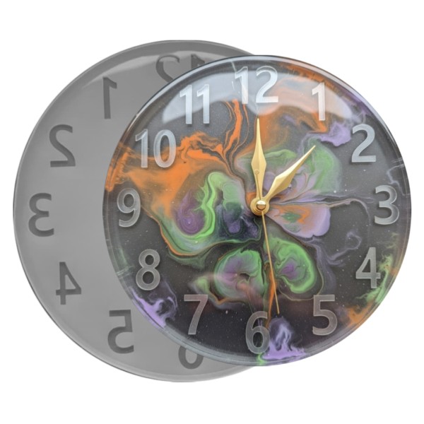 Epoksi Saat Kalıbı Taş Tozu Saat Kalıbı Düz Rakam Saat Kalıbı 25x25cm