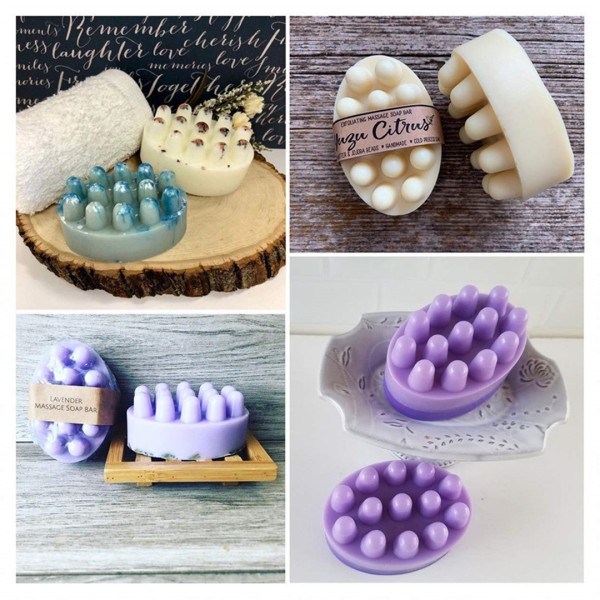 Sabun Kalıbı Oval Masaj Sabunu Kalıbı Tırtıklı Masaj Terafi Sabun Kalıbı Silikon 8.5x5.9x4.5cm