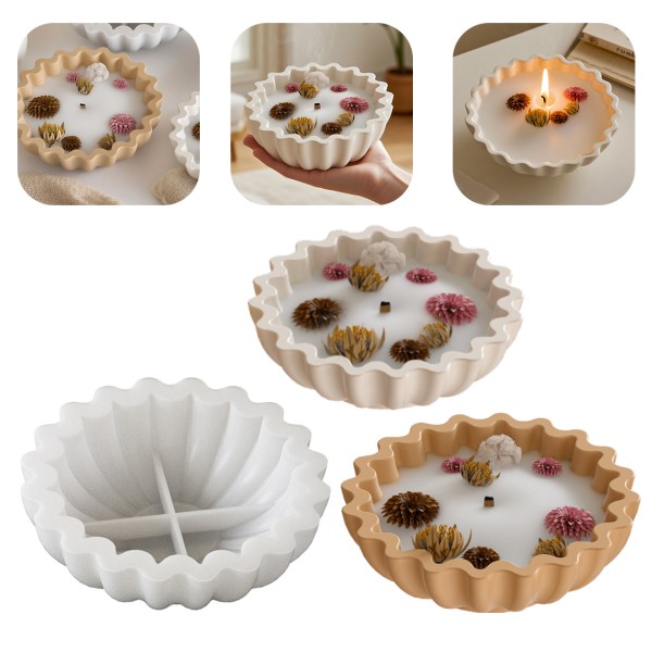 Epoksi Tabak Kalıbı Taş Tozu Tabak Kalıbı Mum Tabak Kalıbı Silikon 15.3x15.3x4.8cm