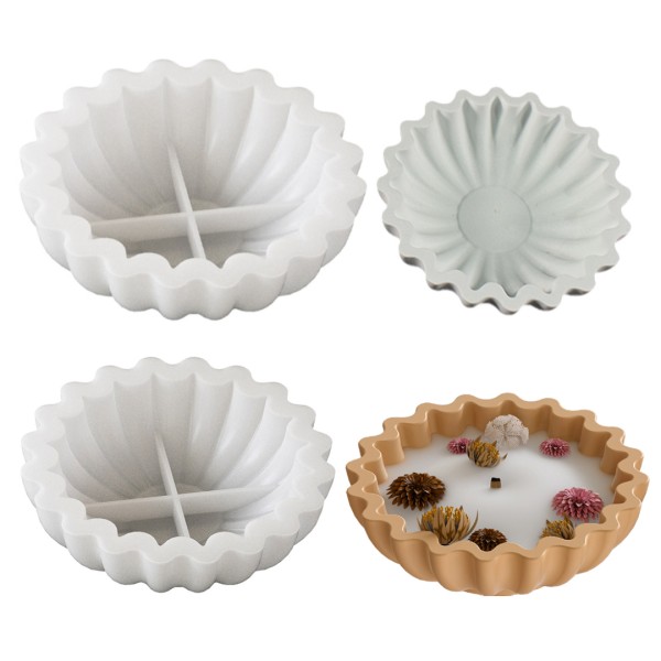 Epoksi Tabak Kalıbı Taş Tozu Tabak Kalıbı Mum Tabak Kalıbı Silikon 15.3x15.3x4.8cm