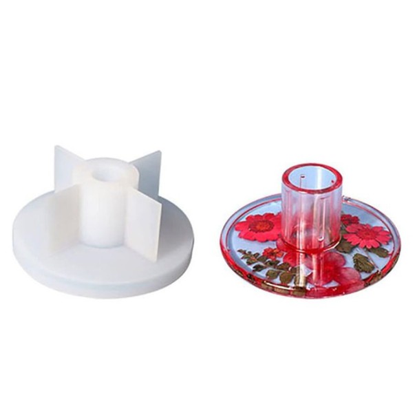 Şamdan Altı Kalıbı Şamdan Tutucu Kalıbı Taş Tozu Şamdan Altı Kalıbı Silikon 8.4x3.9cm
