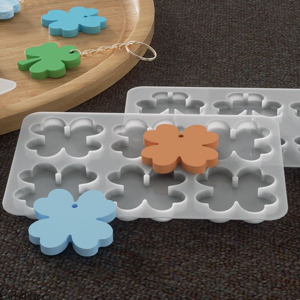 Epoksi Yonca Kalıbı Yonca Anahtarlık Kalıbı Kolye Yonca Kalıbı Silikon 4.3x4.3cm