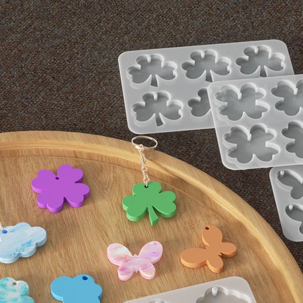 Epoksi Yonca Kalıbı Yonca Anahtarlık Kalıbı Kolye Yonca Kalıbı Silikon 4.1x3.9cm