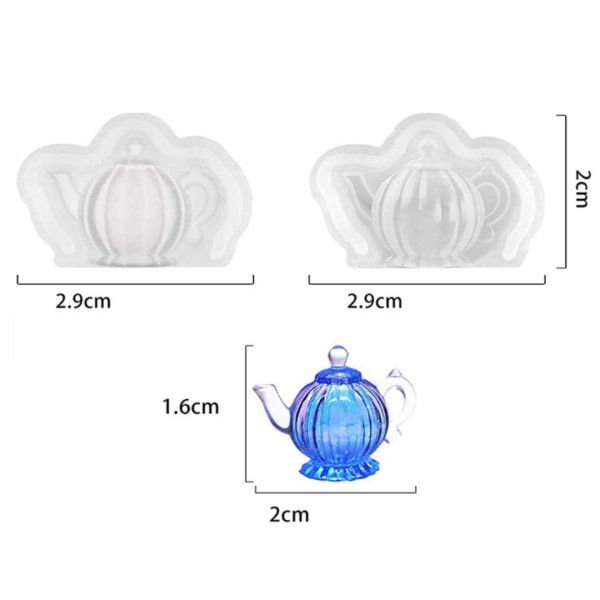 Epoksi Çaydanlık Kalıbı 3D Minyatür Mini Boy Demlik Kalıbı Silikon 2x1.6cm