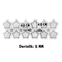 Epoksi Çoklu Yıldız Anahtarlık Kalıbı İçi Boş Yıldız Anahtarlık Kalıbı Silikon 4.5cm