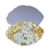 Epoksi Dalgalı Tepsi Kalıbı Nişan Söz Tepsi Kalıbı Silikon 29x19cm