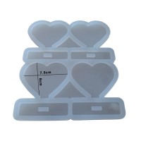 Epoksi Çoklu Kalp Magnet Kalıbı Ayaklı Kalp Masa Süsü Kalıbı Silikon 7.5x6cm
