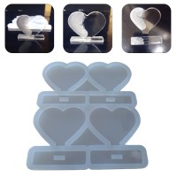 Epoksi Çoklu Kalp Magnet Kalıbı Ayaklı Kalp Masa Süsü Kalıbı Silikon 7.5x6cm