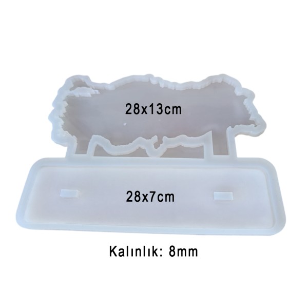 Epoksi Türkiye Haritası Masa Süsü Türkiye İsimlik Kalıbı Silikon 28x13cm
