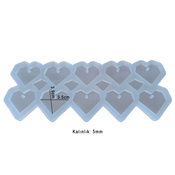 Epoksi Kalp Anahtarlık Kristal Kesim Kalp Kolye Kalıbı Silikon 3.9x3.5cm Epoksi Kalp Anahtarlık Kristal Kesim Kalp Kolye Kalıbı Silikon 3.9x3.5cm