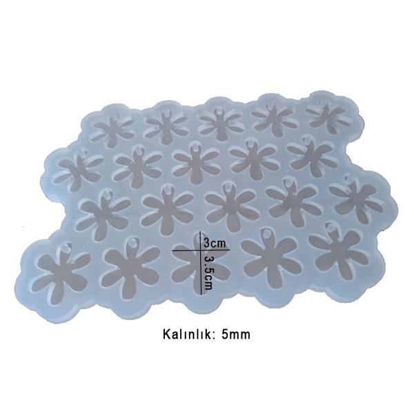 Epoksi Papatya Anahtarlık Kalıbı Papatya Kolye Kalıbı Silikon 3.5x3cm
