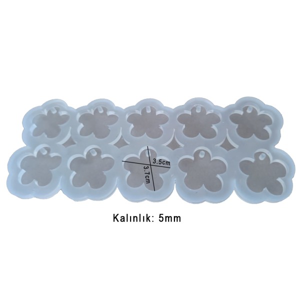 Epoksi Çiçek Kalıbı Kolye Anahtarlık Çiçek Kalıbı Silikon 3.7x3.5cm