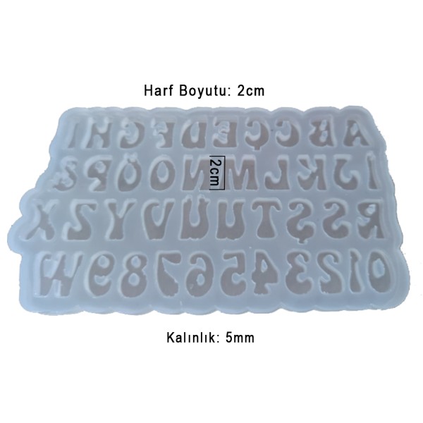 Epoksi Harf Kalıbı Orta Boy Harf Kalıbı Alfabe Kalıbı Silikon 2cm