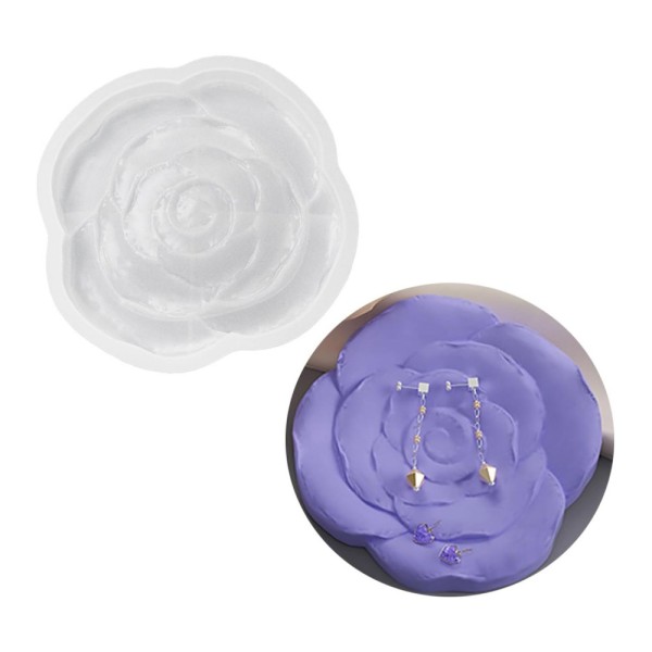 Epoksi Bardak Altı Kabartmalı Gül Desenli Bardak Altlığı Taş Tozu Kalıbı 12.3x12.2x1.7cm