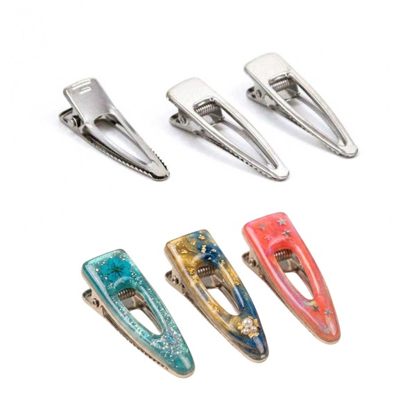 Epoksi Toka Aparatı Klips Oval Ortası Boş Nikel 5.5cm 10 Adet