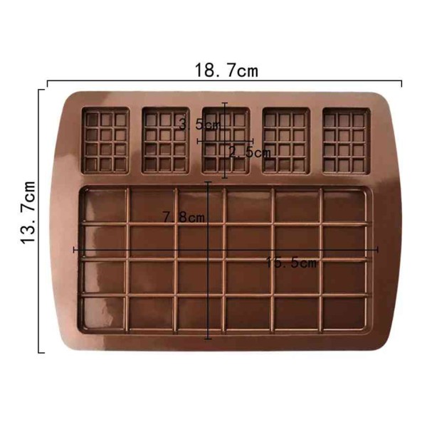 Çikolata Kalıbı Tablet Dikdörtgen Waffle Kalıbı Silikon Kalıbı GT1222