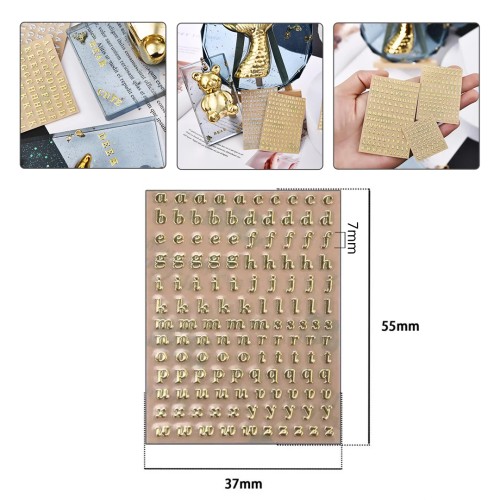 Epoksi Reçine Çıkartmalı Sticker Harf Gold 7mm