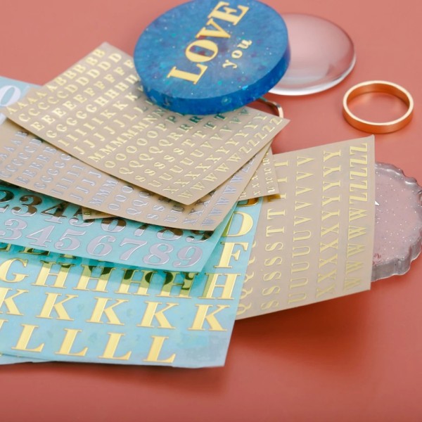 Epoksi Reçine Çıkartmalı Sticker Harf Gold 7mm Epoksi Reçine Çıkartmalı Sticker Harf Gold 7mm